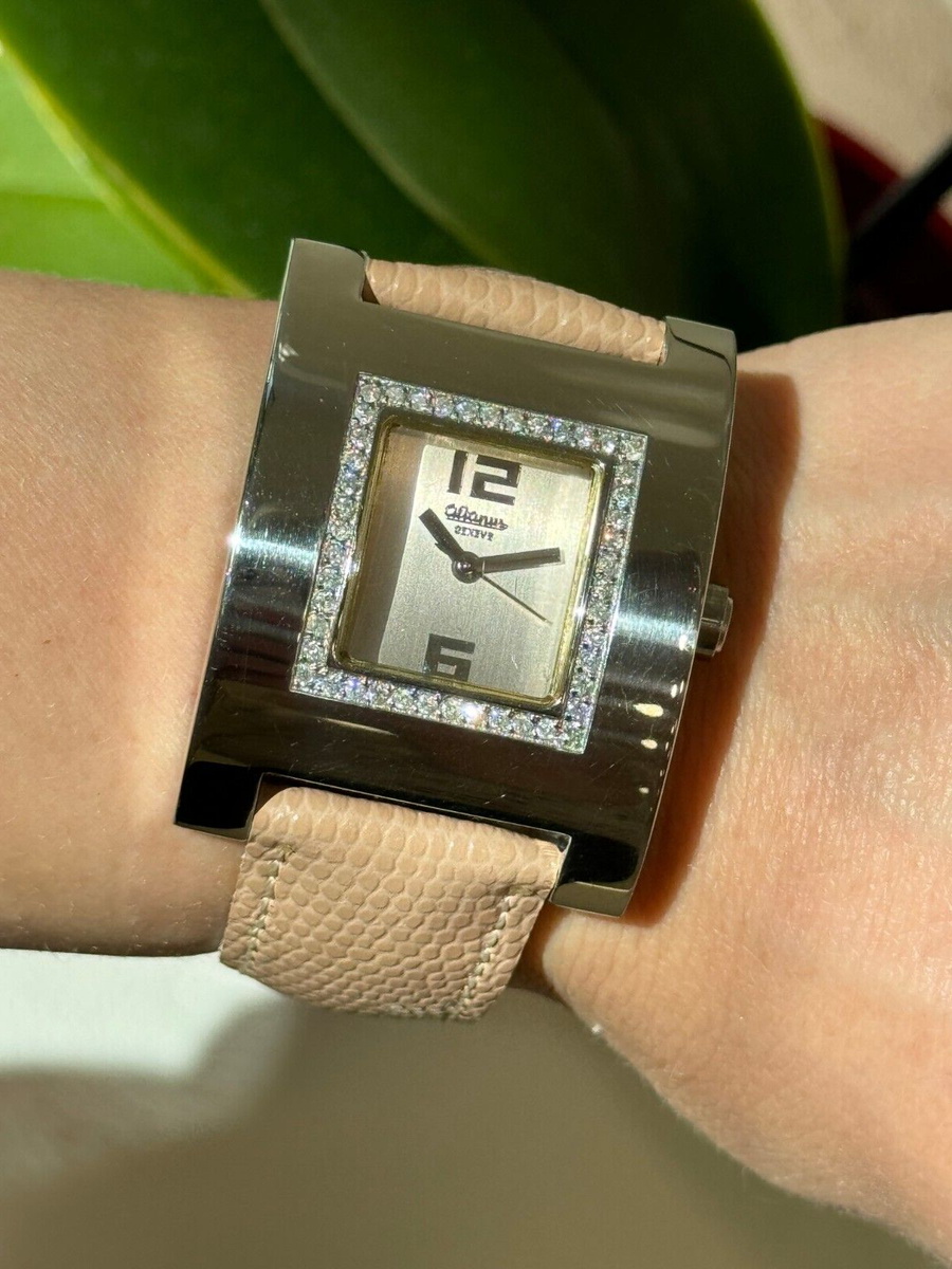 SWISS MADE GENEVE ALTANUS WATCH REAL DIAMONDS QUARTZ SQUARE  display picture 2