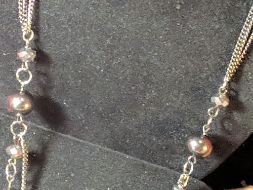 Lagenlook Perlen & Kette Halskette Multipl Ketten Spiegel Glas Modern Nachlass Schmuck  - Bild 8 von 13