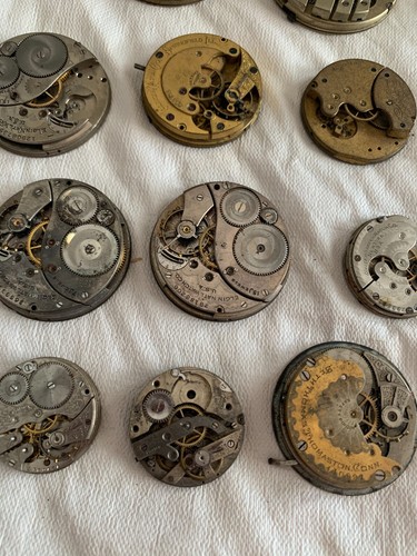 Lot of 22 Antique Vintage Pocket Watch Movement Faces Elgin Waltham Etc Project - Picture 12 of 13