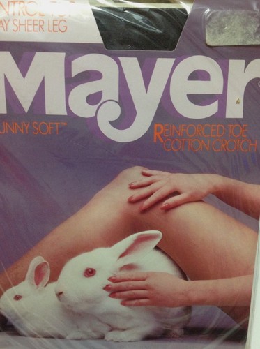 Vintage 1985 Mayer Sheer Control Top Slate Gray Pantyhose Size M Med Made USA - Picture 3 of 5