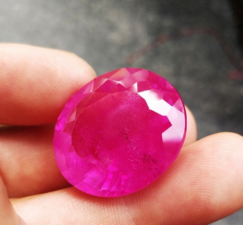 65cts. 26.5x23.5 mm. OVAL PINK RUBY RARE GEMS BIG Like REAL Gem Stone - Picture 2 of 7