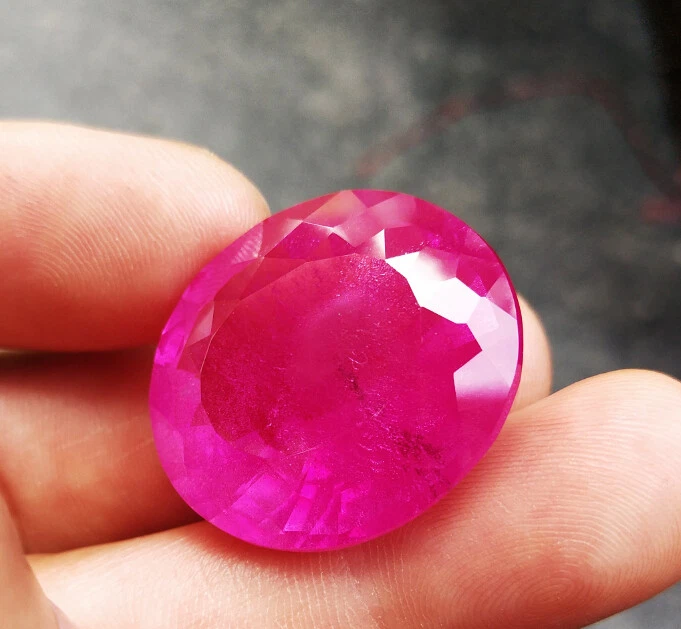 65cts. 26.5x23.5 mm. OVAL PINK RUBY RARE GEMS BIG Like REAL Gem Stone - Image 2 of 4