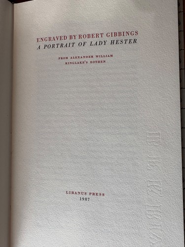 ENGRAVED BY ROBERT GIBBINGS PORTRAIT OF LADY HESTER 1987 LTD 297/300 LIBANUS NEW - Picture 2 of 5