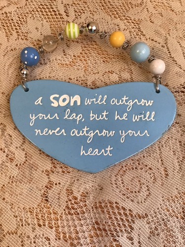 Sandra Magsamen Blue wall decor plaque - verse SON Will Outgrow.. Hanger - Picture 4 of 6