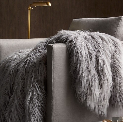 Restoration Hardware Faux Fur Tibetan Throws Blanket Sofa Bed Oversized 80”x96” - Picture 3 of 8