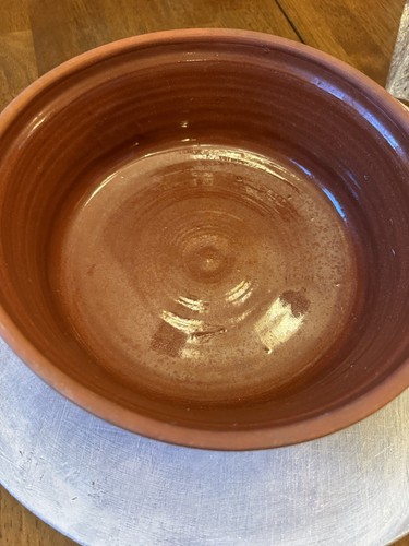Signierter handgeworfener Studio Kunstkeramik Terrakotta Hund Futternapf Schale Glasur XL - Bild 8 von 10