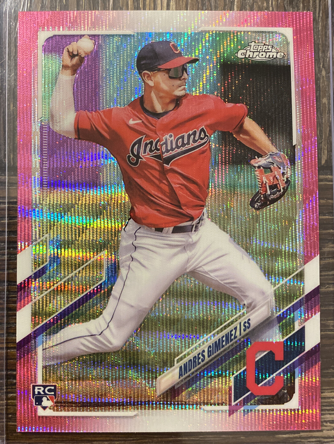 Andrés Giménez 2021 Topps Chrome Update Pink Wave Refractor Rookie RC #USC33