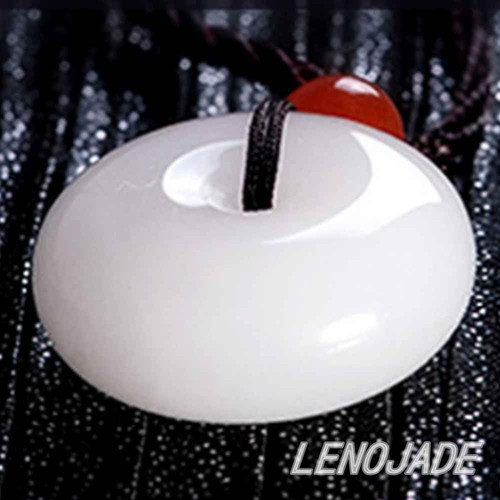 Higher Quality Beautiful China White Jade Carved Lucky Buckle Pendant Necklace - Picture 6 of 8