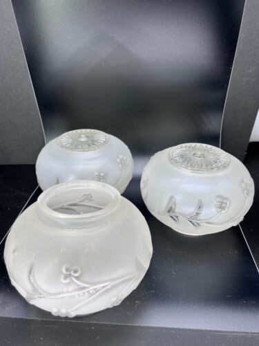 CEILING Lights ART 3 round 6" FIXTURE SHADE 3" fitter CLEAR FROSTED floral - Picture 2 of 8
