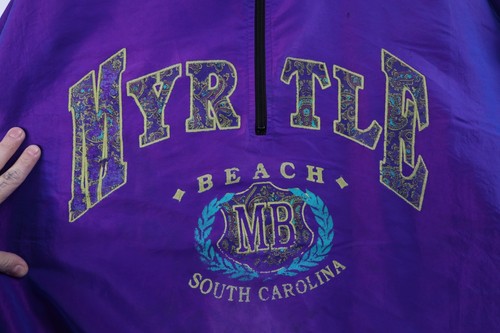 Vtg 90s Surf Style Mens OSFA Chromatic Myrtle Beach Pullover Windbreaker Jacket - Picture 4 of 19