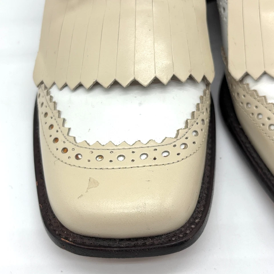 Zapatos Oxford Kenneth Cole vintage para mujer flecos crema marfil talla 6,5 Foto 4 de 4
