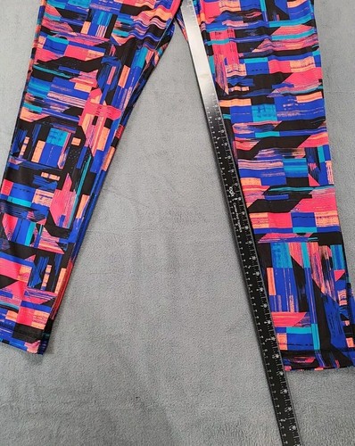Be Inspired Womens Leggings 1X Pink Blue Pants Multi Colored Pull On Stretch  - Picture 2 of 3
