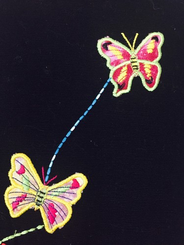 Butterfly Applique Jacket Murano Glass Buttons Women's Small Black Vintage 90's - Imagen 8 de 13