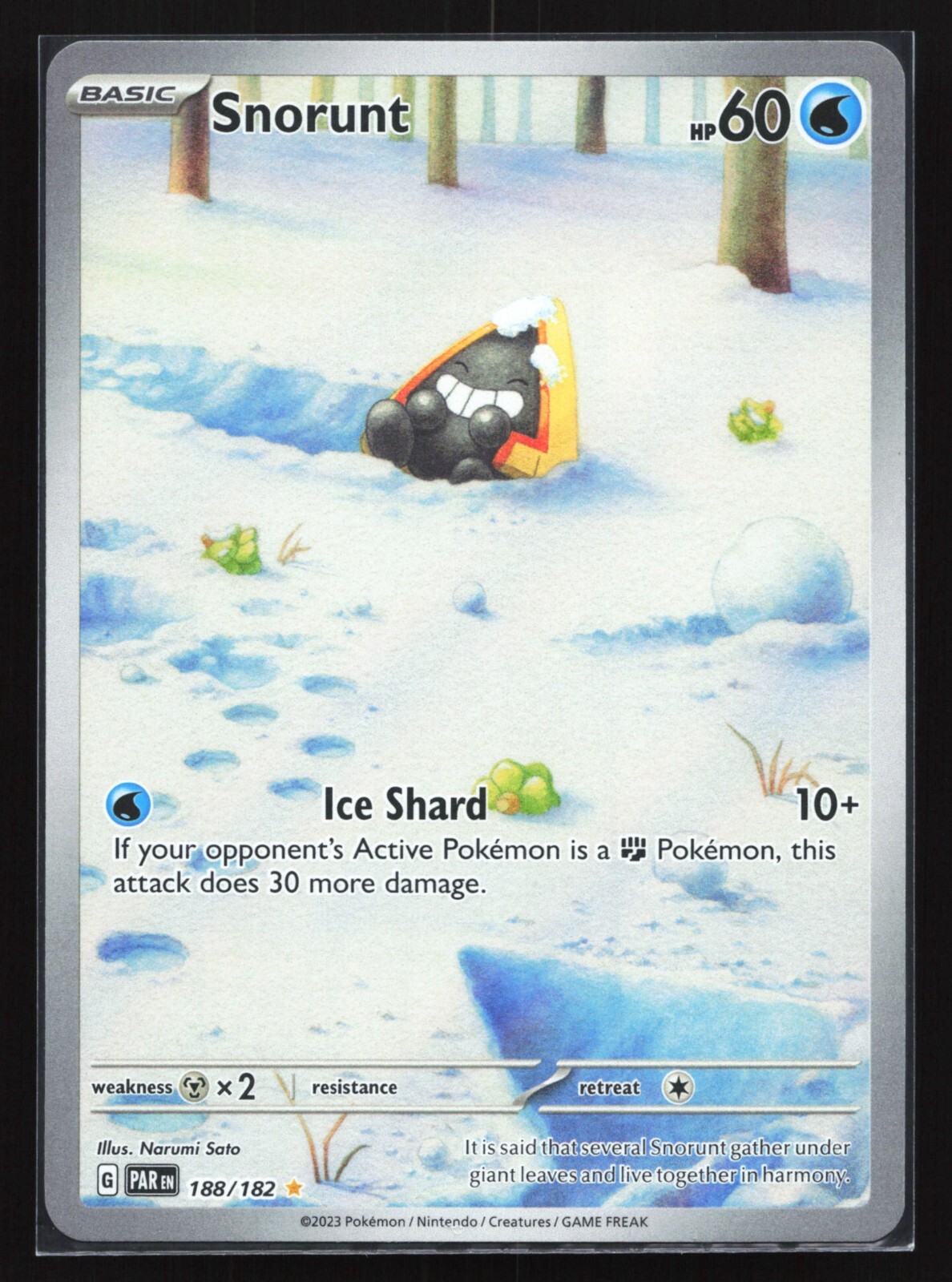 Pokemon Snorunt 188/182 Paradox Rift Illustration Rare Full Art Holo NM