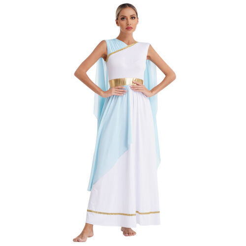 DE Damen Griechische Göttin Kostüm Antike Römische Göttin Kleid Toga Kostüm - Bild 12 von 54