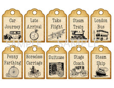 Junk Journal Supplies Vintage Travel Tags Collage Sheet Scrapbooks Card Making