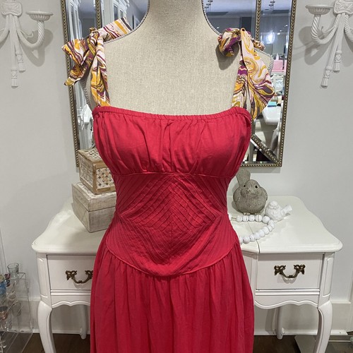 Maxi Vestido Free People Santorini Correa Corbata Nuevo con Etiquetas Talla 6 Rosa Fucsia Resort Wear - Imagen 3 de 12