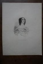 MRS. VICTOR HUGO ADELE FOUCHER (1803-1868) PORTRAIT ENGRAVING 19th century, born in PARIS