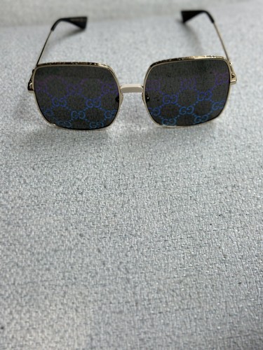 Gucci GG0414S 003 60mm Square Oversized Sunglasses Gold with GG Logo Lens 100%UV - Imagen 10 de 10