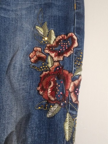 Vanilla Star Skinny Jeans Girls Sz 10 Distressed and Embroidered Jeweled Stretch - Picture 2 of 8