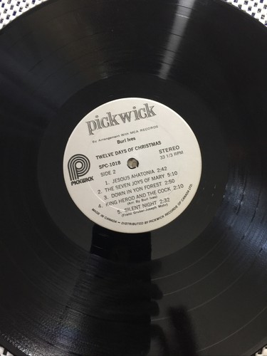 Burl Ives – Twelve Days Of Christmas, vinyl LP, Pickwick Xmas Vinyl - Picture 3 of 4