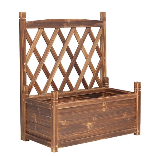 Large Wooden Garden Planter Box Trellis Planter Flower Pot Stand w Climbing Grid - Picture 13 of 20