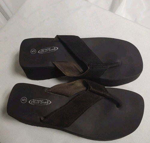 Lower East Side Platform Flip Flops Womens Size 5 Brown Y2K Chunky Sandal Thong - Picture 1 of 5