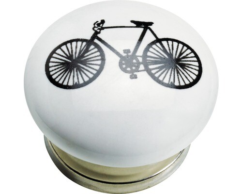 Möbelknopf Porzellan Stahl Fahrrad I Ø 40, 1 Stück - Bild 1 von 1