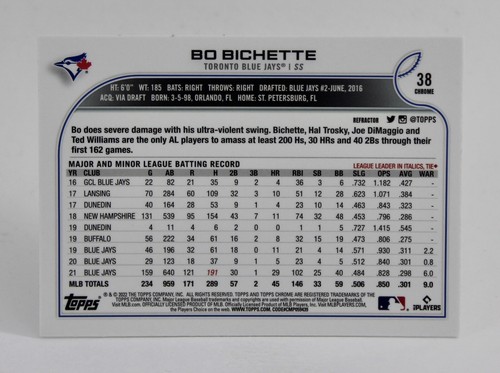 Bo Bichette - 2022 Topps Chrome Baseball Silver Refractor #38 Blue Jays - Picture 2 of 2