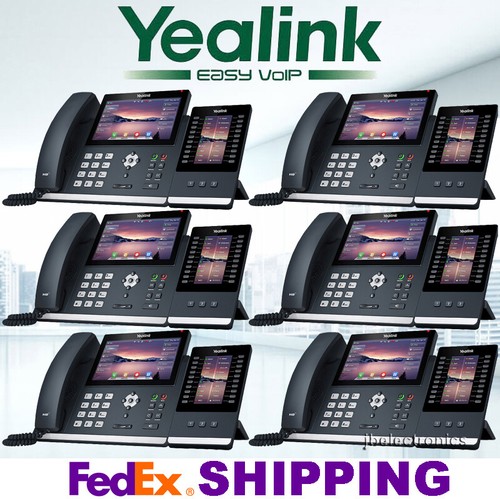 YEALINK SIP-T48U GIGABIT VOIP IP SIP 16 LINE PHONE-6 PHONES-6 EXPANSION MODULES - Picture 1 of 5