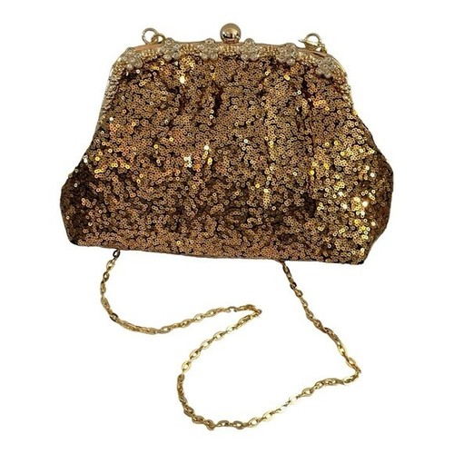 Womens Gold Sequin Glitter Evening Bag Wedding Bridal Crossbody Handbag Purse - Picture 7 of 9