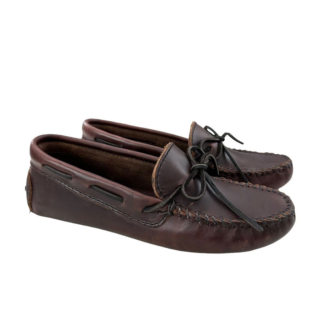 Minnetonka Moccasins 698 Women's Smooth Leather Driving Shoes - Dark Brown 6.5