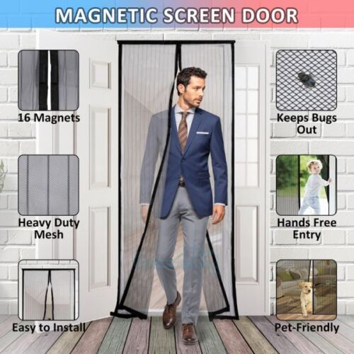 Magnetic Screen Door Mesh Curtain Heavy Duty Mosquito Net Bug Hands Free 82"x42" - Picture 12 of 15