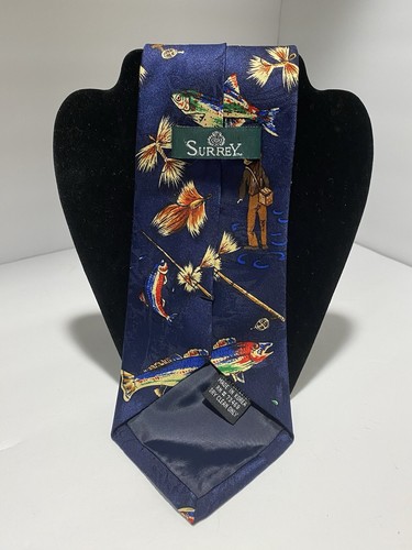 Surrey Herren Krawatte - dunkelblau/Fliegenfischen Muster - Bild 4 von 11