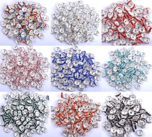 200pcs Czech Crystal Rhinestone Silver Round Spacer Beads 4mm 5mm 6mm 8mm 10mm - Picture 1 of 46