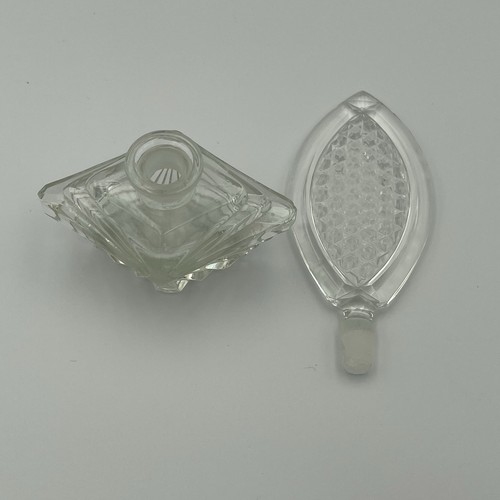 Czech Republic Vintage Crystal Clear Glass Perfume Bottle with Stopper Dauber - Picture 6 of 7