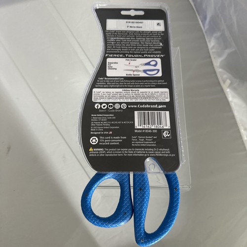 Tijeras marinas de pesca más duras Cuda 3X tijeras recortes titanio unido 8" azul - Imagen 3 de 4