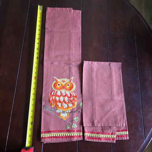 set of 2 Owl tea towels orange purple hand towels decorative Artistic Accents - Bild 10 von 10