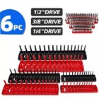 ✨ 6 Socket Organizer Tray Rack Storage Holder Tool Set SAE 1/4" 3/8" 1/2" Set ✨