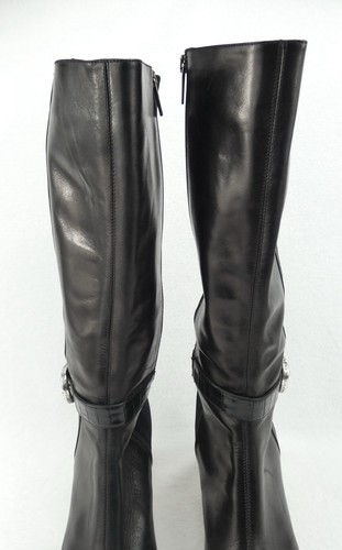 BRIGHTON Rachel Black Leather and Nylon Tall Boot Size 9 M Made In Italy EUC! - Picture 3 of 12