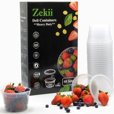 EXTRA THICK Deli Containers with Lids, 48Sets 16oz Soup Containers w/Lids