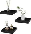 Small Floating Shelves for Wall - 6 Inch Mini Square Black Shelves for Bedroom
