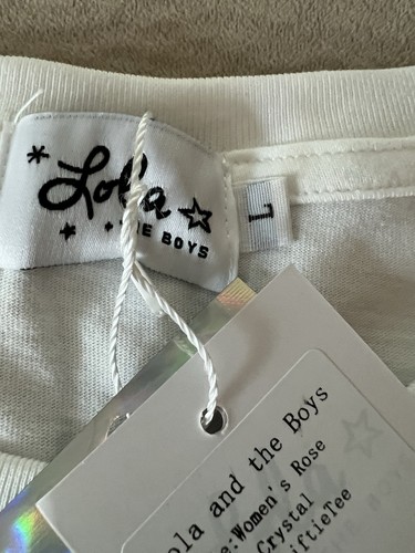 Lola+The Boys Size Large Swiftie T-shirt NWT White With Pink Rhinestones -s/slv - Picture 4 of 8