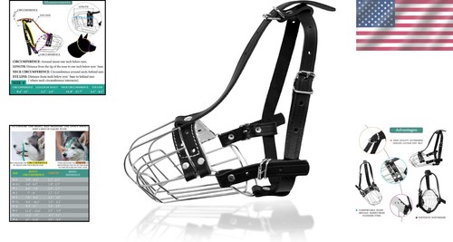 Durable Wire Basket Dog Muzzle with Leather Straps - Medium Breed Safety Gear - Picture 2 of 8