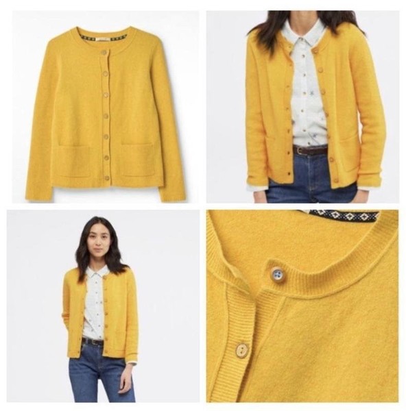 Women White Stuff Sweater Yellow Alpaca 38