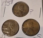 1938 P, D & S Lincoln Wheat Cent, Penny,  Fine Condition