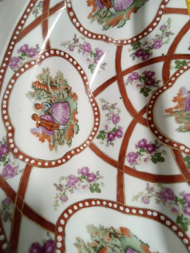 Markenlos 15" breit X3" hohe Waschschüssel mit Hof Paar kein Krug - Bild 4 von 9