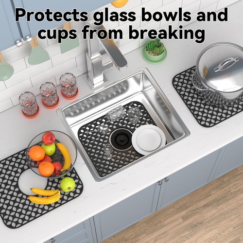 TOOVEM Kitchen Sink Mats, 2PCS Non-Slip Heat Resistant Silicone Sink Protecto... - Picture 5 of 9