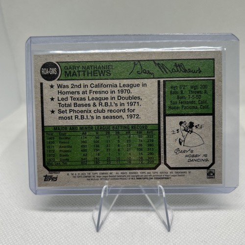 2023 Topps Heritage High Number - Real One Autographs #ROA-GMS Gary Matthews - Picture 2 of 2