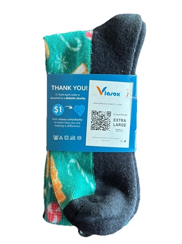 Viasox Non-Binding Diabetic Knee Socks Christmas “Gingerbread” Size XL - 第 3/5 張圖片